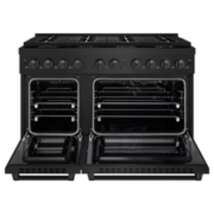 ZLINE Autograph Edition 48" & 36" Paramount Gas Ranges with 6 and 8 Burner DuoPro™ Cooktop and Dual Ovens in Black Stainless Steel