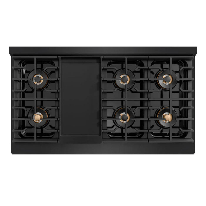 ZLINE Autograph Edition 48" & 36" Paramount Gas Ranges with 6 and 8 Burner DuoPro™ Cooktop and Dual Ovens in Black Stainless Steel