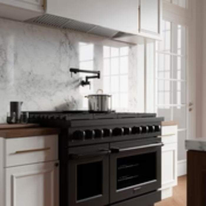 ZLINE Autograph Edition 48" & 36" Paramount Gas Ranges with 6 and 8 Burner DuoPro™ Cooktop and Dual Ovens in Black Stainless Steel