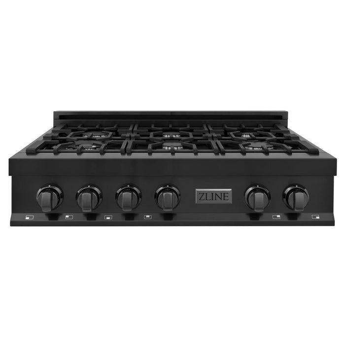 ZLINE Legacy Gas Rangetops in Black Stainless Steel with Brass Burners – 30", 36", & 48"