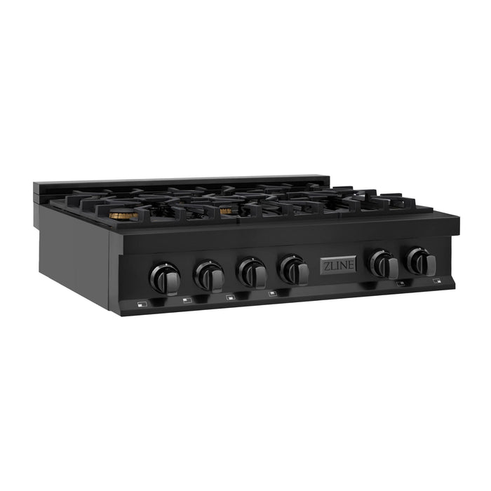 ZLINE Legacy Gas Rangetops Black Stainless with Brass Burners – 30", 36", & 48"