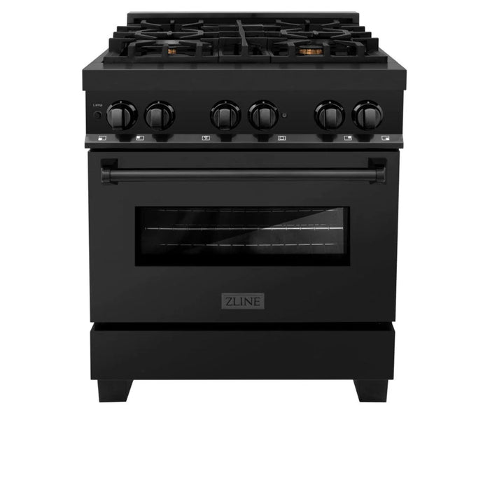 ZLINE 30" Legacy Dual Fuel Range with Brass Burners in Black Stainless Steel