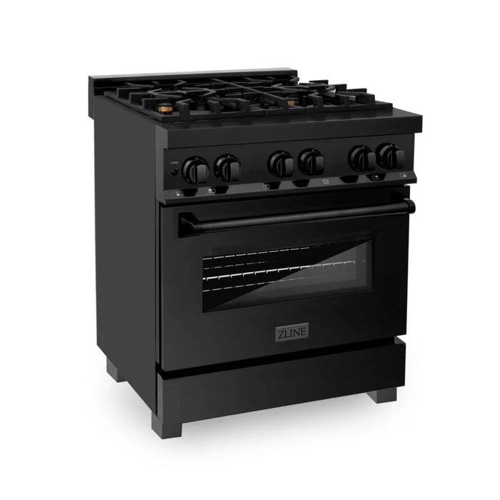 ZLINE 30" Legacy Dual Fuel Range with Brass Burners in Black Stainless Steel