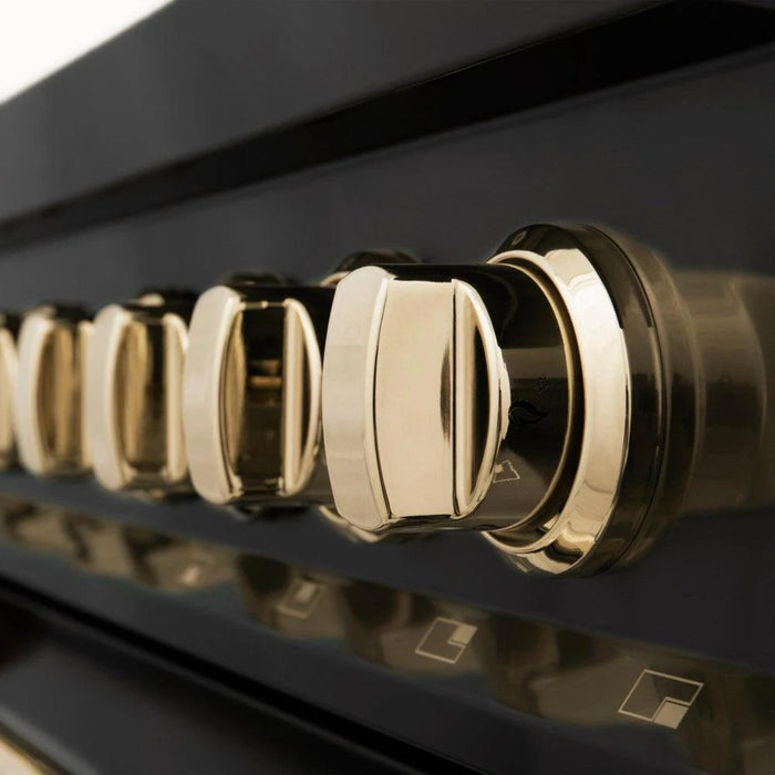 ZLINE Autograph Edition Dual Fuel Range and Range Hood Kitchen Packages with Champagne Bronze and Gold Accents