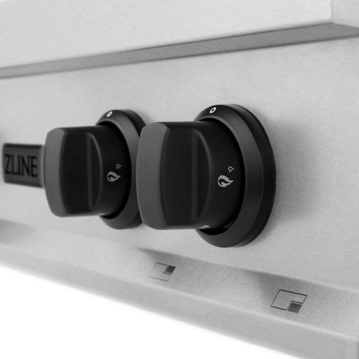 ZLINE Autograph Edition Legacy Gas Rangetops in Satin Stainless Steel with Matte Black Accents