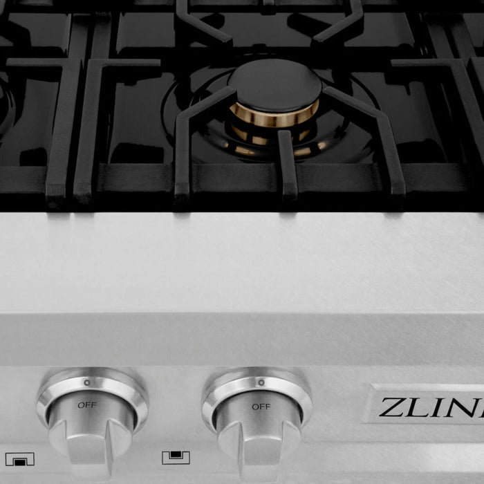 ZLINE Legacy Gas Rangetops in Satin Stainless Steel with Brass Burners – 30", 36", & 48"