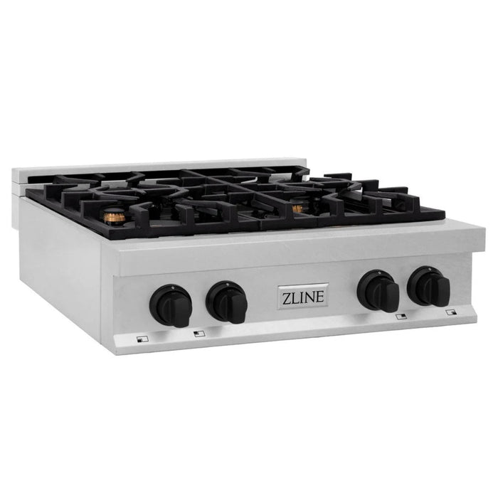 ZLINE Autograph Edition Legacy Gas Rangetops in Satin Stainless Steel with Matte Black Accents