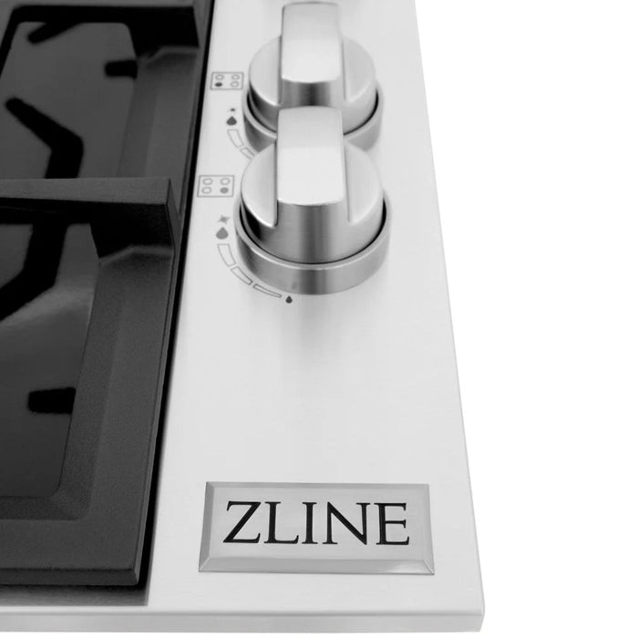 ZLINE Gas Cooktops with Brass Burners & Black Porcelain – 30" & 36"