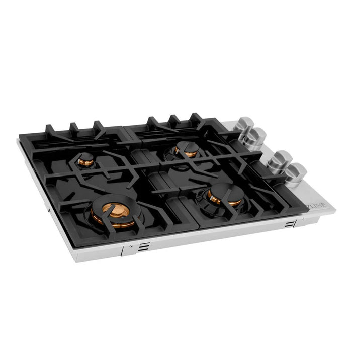 ZLINE Gas Cooktops with Brass Burners & Black Porcelain – 30" & 36"