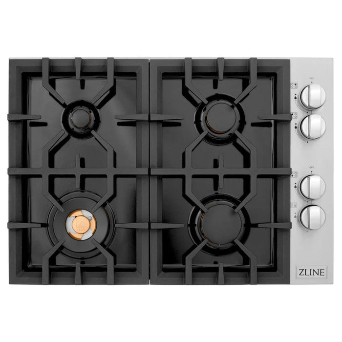 ZLINE Gas Cooktops with Brass Burners & Black Porcelain – 30" & 36"