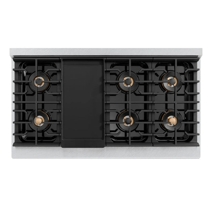 ZLINE Autograph Edition Paramount Gas Rangetop with 6 and 8 Burner DuoPro™ Cooktop in Black Stainless Steel with Polished Gold Accents