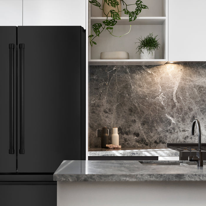ZLINE 22.5 cu.ft. Counter-Depth French Door Refrigerator with Ice Maker in Fingerprint-Resistant Black Stainless Steel