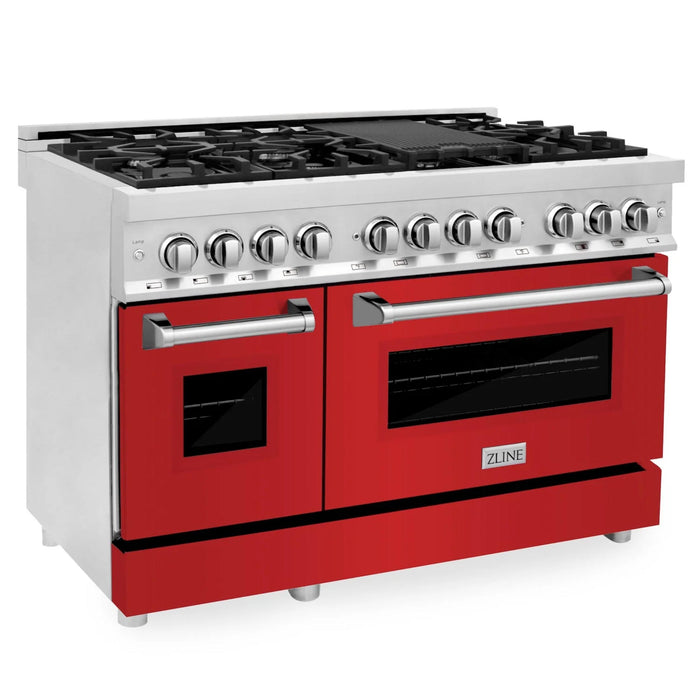 ZLINE Legacy Dual Fuel Range with Red Matte Door – 30", 36", and 48"