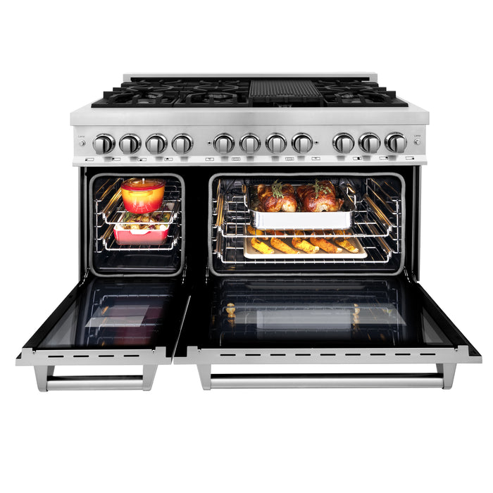 ZLINE 48" Legacy Dual Fuel Range with 7 Burner Gas Cooktop and 2 Electric Ovens in Stainless Steel