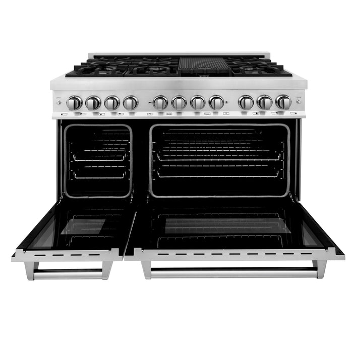 ZLINE 48" Legacy Dual Fuel Range with 7 Burner Gas Cooktop and 2 Electric Ovens in Stainless Steel