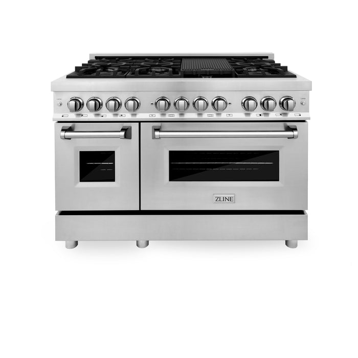 ZLINE 48" Legacy Dual Fuel Range with 7 Burner Gas Cooktop and 2 Electric Ovens in Stainless Steel