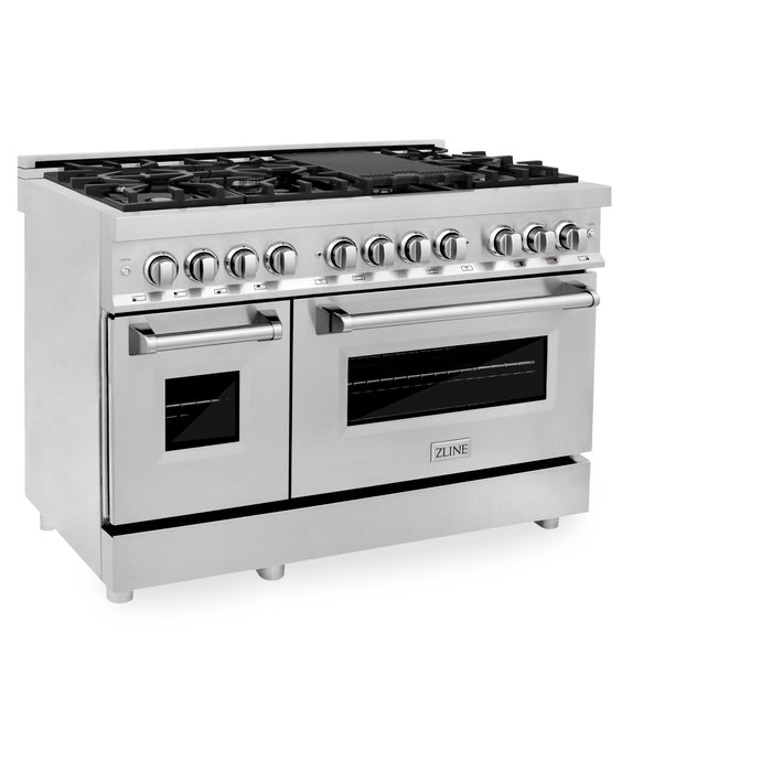 ZLINE 48" Legacy Dual Fuel Range with 7 Burner Gas Cooktop and 2 Electric Ovens in Stainless Steel