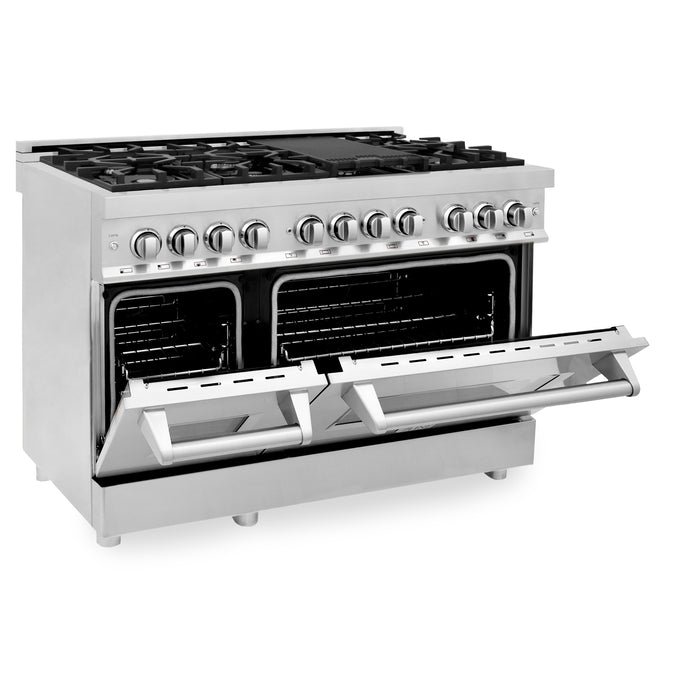 ZLINE 48" Legacy Dual Fuel Range with 7 Burner Gas Cooktop and 2 Electric Ovens in Stainless Steel