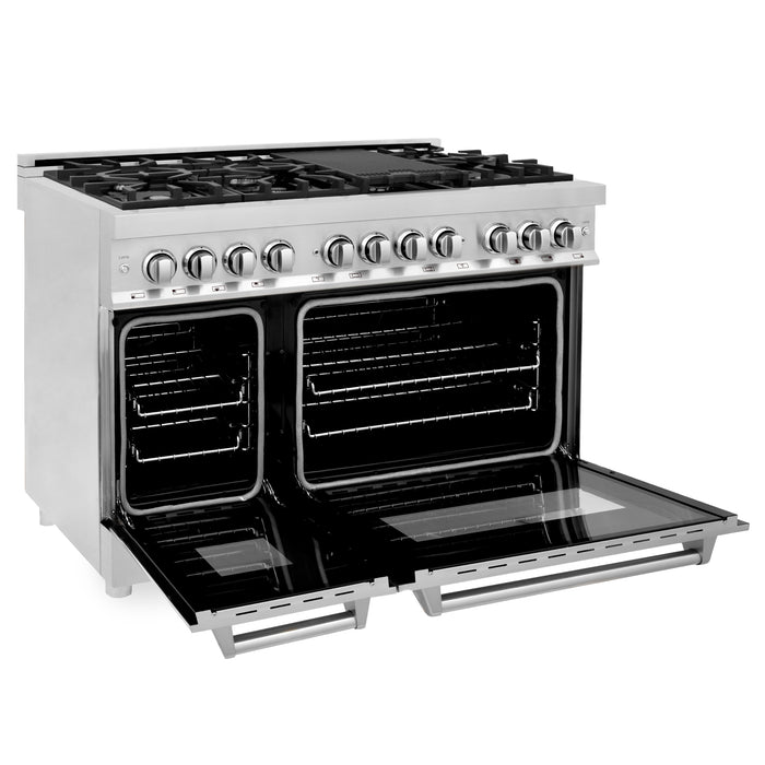 ZLINE 48" Legacy Dual Fuel Range with 7 Burner Gas Cooktop and 2 Electric Ovens in Stainless Steel