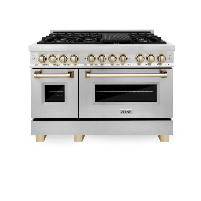ZLINE Autograph Edition 24", 30", 36", & 48" Legacy Dual Fuel Range with Champagne Bronze, Polished Gold nd Matte Black.
