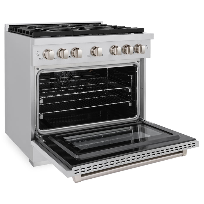 ZLINE 36" Paramount Gas Range with 6 Burner Cooktop and Convection Gas Oven in Stainless Steel 5.2 cu. ft.