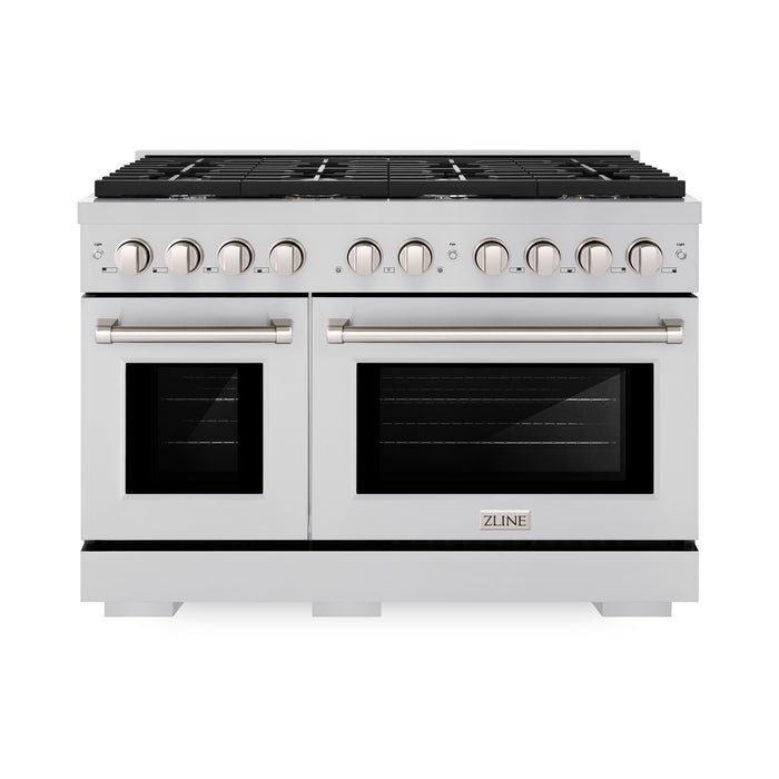 ZLINE 48" Paramount Double Oven Gas Range with 8 Burner Cooktop in Stainless Steel