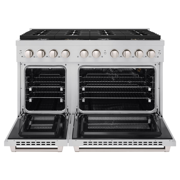 ZLINE 48" Paramount Double Oven Gas Range with 8 Burner Cooktop in Stainless Steel