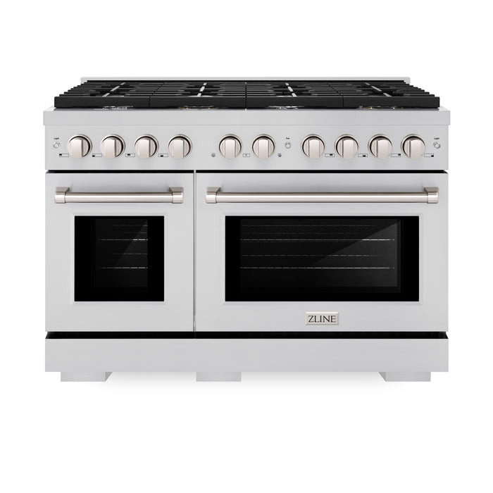 ZLINE 48" Paramount Double Oven Gas Range with 8 Burner Cooktop in Stainless Steel