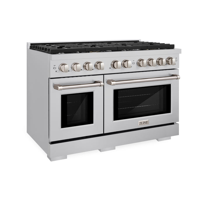 ZLINE 48" Paramount Double Oven Gas Range with 8 Burner Cooktop in Stainless Steel