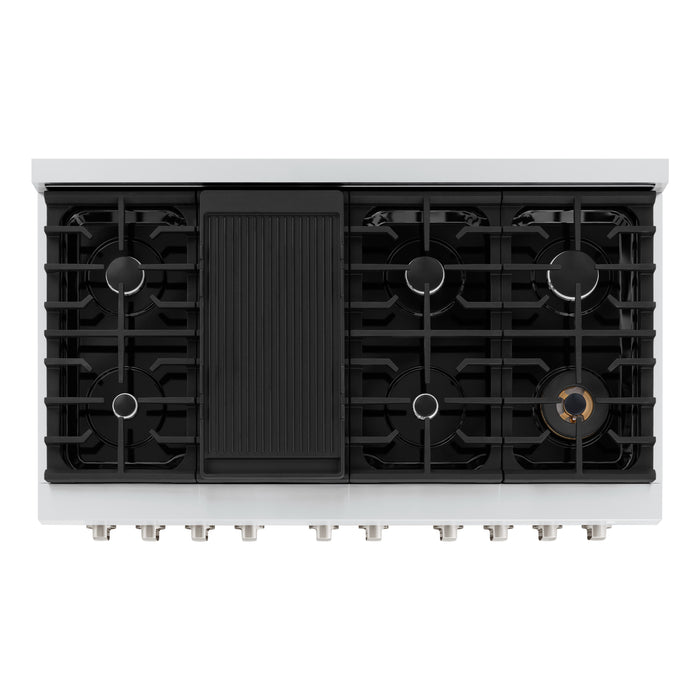 ZLINE 48" Paramount Double Oven Gas Range with 8 Burner Cooktop in Stainless Steel