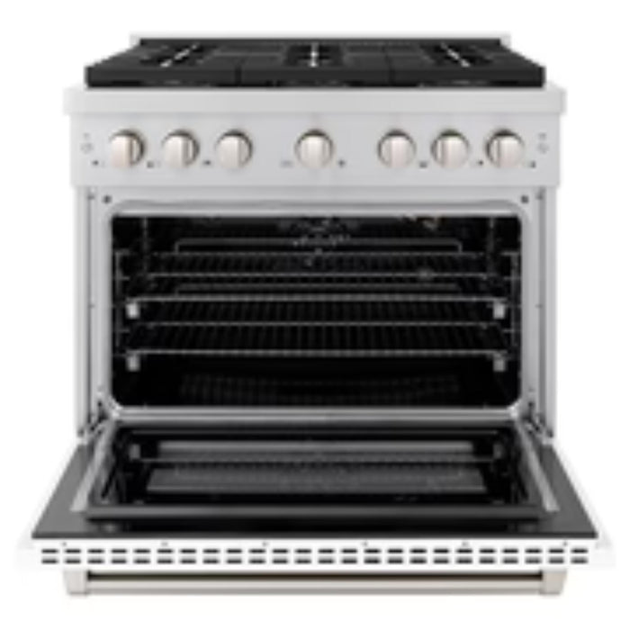 ZLINE Autograph Edition 48" & 36" Paramount Gas Ranges with  Cooktop and Dual Ovens in White Matte Doors