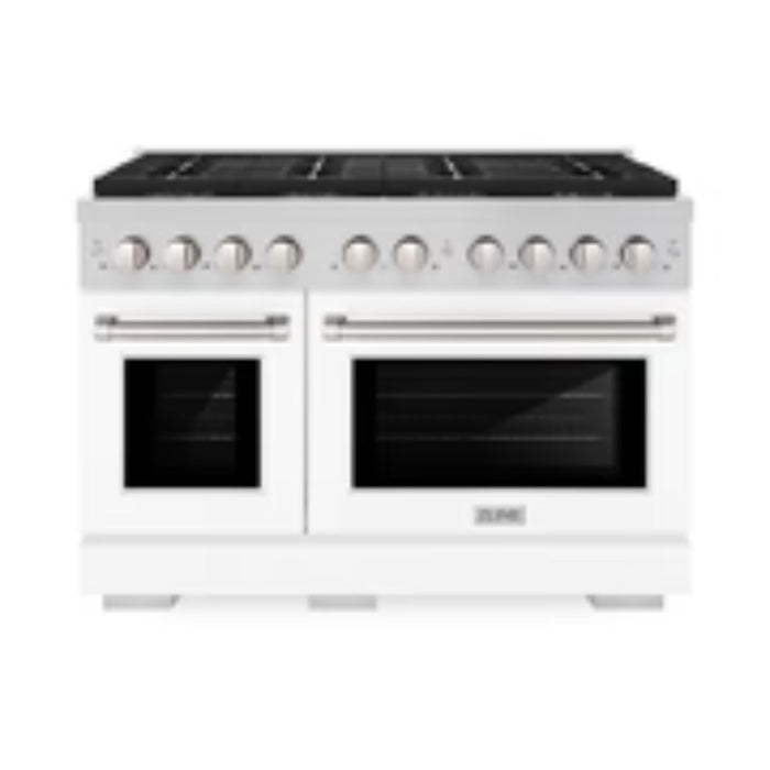 ZLINE Autograph Edition 48" & 36" Paramount Gas Ranges with  Cooktop and Dual Ovens in White Matte Doors