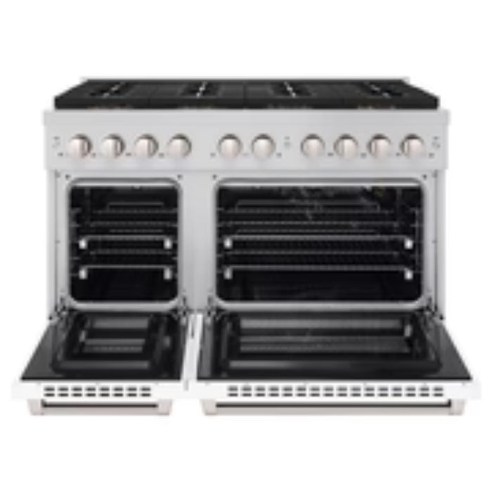 ZLINE Autograph Edition 48" & 36" Paramount Gas Ranges with  Cooktop and Dual Ovens in White Matte Doors