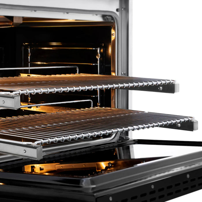 ZLINE Autograph Edition 48" & 36" Paramount Gas Ranges with 6 and 8 Burner DuoPro™ Cooktop and Convection Gas Oven with Black Matte Door Polished Gold or Champagne Bronze Accents