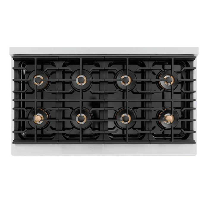 ZLINE Autograph Edition 48" & 36" Paramount Gas Ranges with 6 and 8 Burner DuoPro™ Cooktop and Convection Gas Oven with Black Matte Door Polished Gold or Champagne Bronze Accents