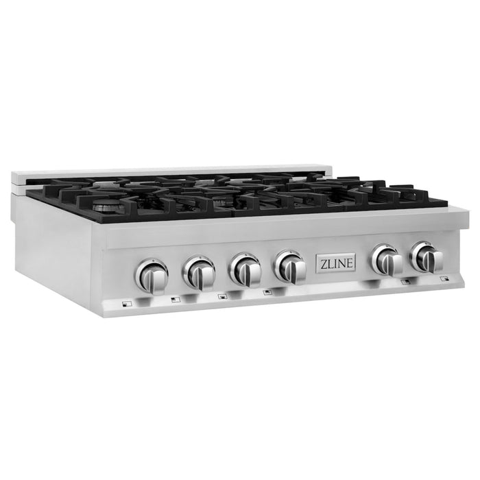 ZLINE 36" Legacy Gas Rangetop with 6 Burners and Porcelain Cooktop in Stainless Steel