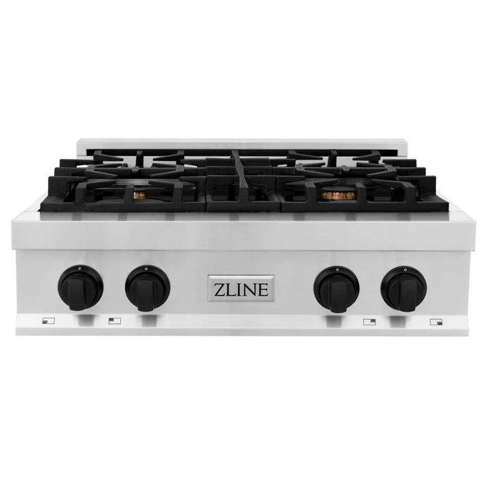 ZLINE Autograph Edition Legacy Gas Rangetops in Stainless Steel with Matte Black Accents