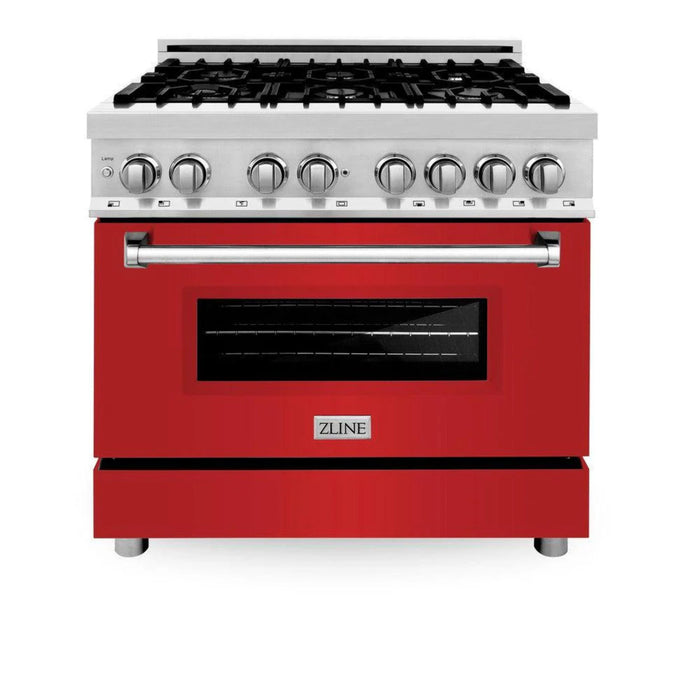 ZLINE Legacy Dual Fuel Range with Red Matte Door – 30", 36", and 48"