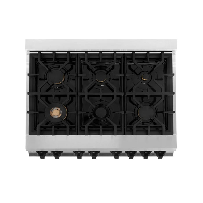 ZLINE Autograph Edition 30", 36", & 48" Stainless Steel 4-Piece Kitchen Package with Matte Black Accents—Dual Fuel Range, Wall Mount Range Hood, Dishwasher, and Refrigerator