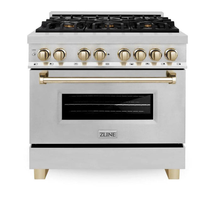 ZLINE Autograph Edition 24", 30", 36", & 48" Legacy Dual Fuel Range with Champagne Bronze, Polished Gold nd Matte Black.