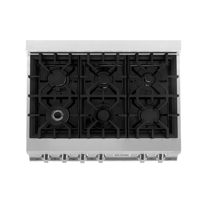 ZLINE 36" Legacy Gas Rangetop with 6 Burners and Porcelain Cooktop in Stainless Steel