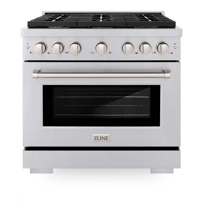 ZLINE 36" Paramount Gas Range with 6 Burner Cooktop and Convection Gas Oven in Stainless Steel 5.2 cu. ft.