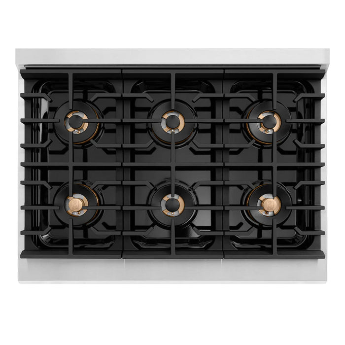 ZLINE Autograph Edition Paramount Gas Rangetops with 6 or 8 Burner DuoPro™ Cooktops and Matte Black Accents – 36" and 48" Widths.