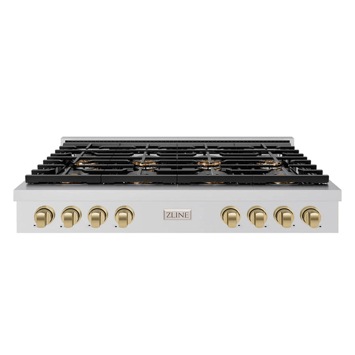 ZLINE Autograph Edition Paramount Gas Rangetops with 6 or 8 Burner DuoPro™ Cooktops and Champagne Bronze Accents – 36" and 48" Widths