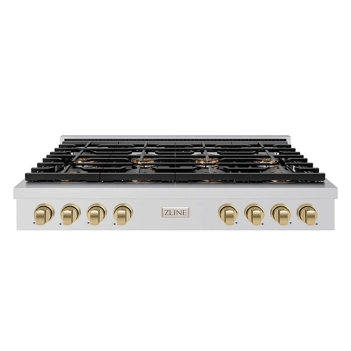ZLINE Autograph Edition Paramount Gas Rangetops with 6 or 8 Burner DuoPro™ Cooktops and Champagne Bronze Accents – 36" and 48" Widths