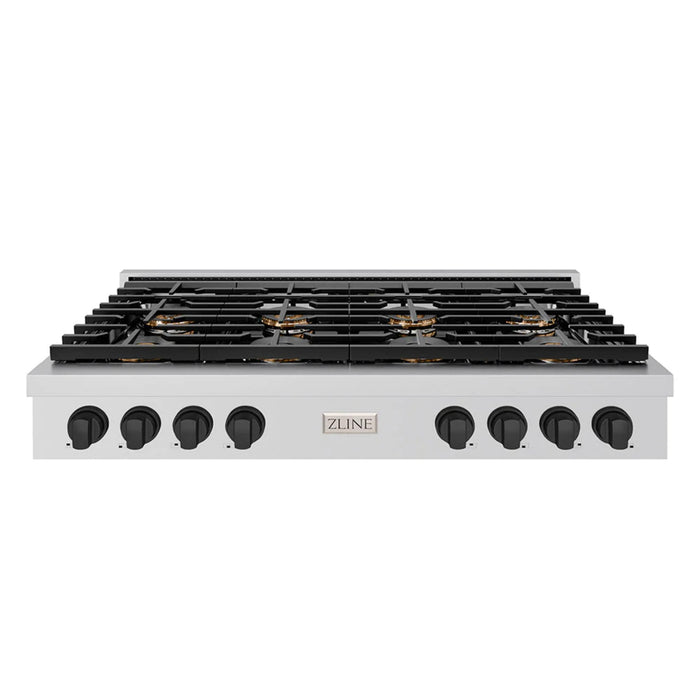 ZLINE Autograph Edition Paramount Gas Rangetops with 6 or 8 Burner DuoPro™ Cooktops and Matte Black Accents – 36" and 48" Widths.