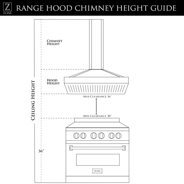 ZLINE GL14i 30" and 36" Island Mount Range Hood