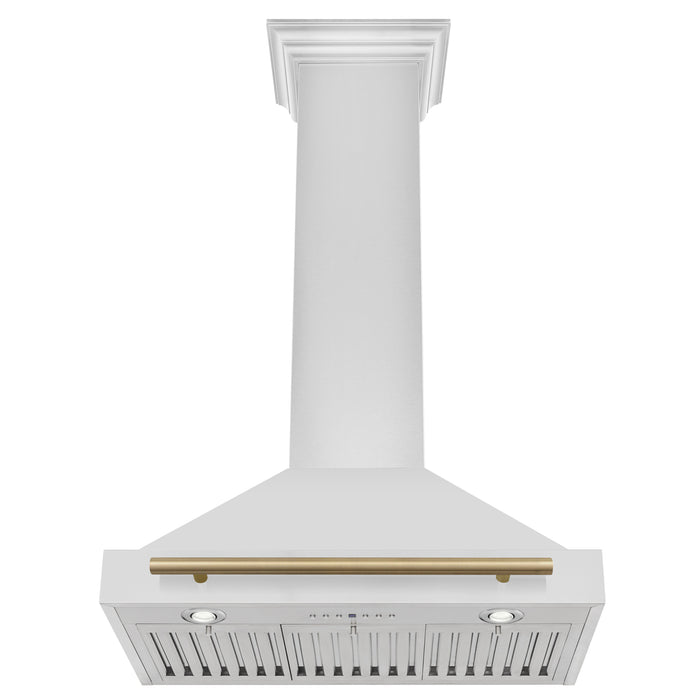 ZLINE 30" Autograph Edition Convertible Stainless Steel Range Hood with Stainless Steel Shell and Champagne Bronze Accents