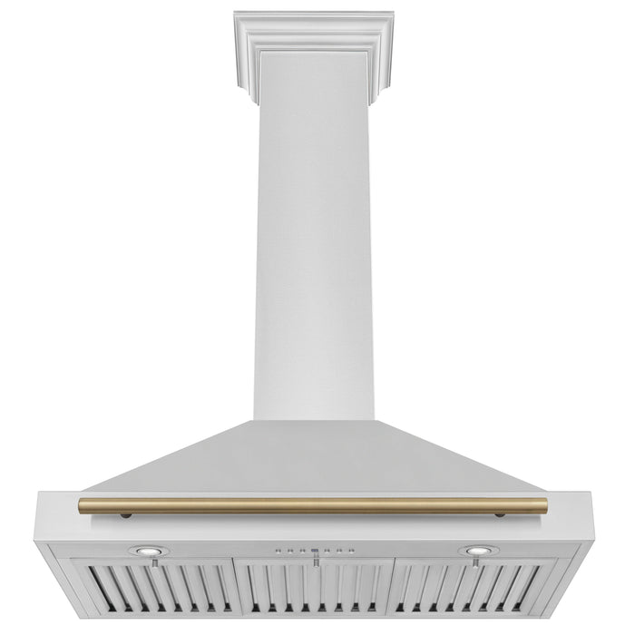 ZLINE 36" Autograph Edition Convertible Stainless Steel Range Hood with Stainless Steel Shell and Champagne Bronze Accents