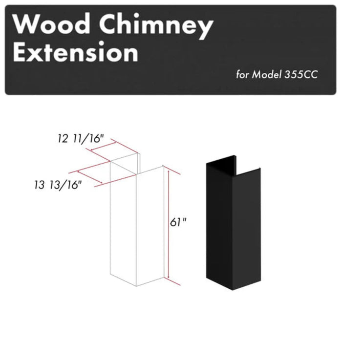ZLINE Wooden Wall Mount Range Hood in Rustic Black Finish with Chimney Extension